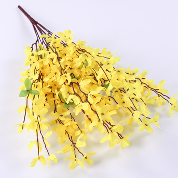 Žuto umjetno cvijeće Forsythia, sa sedam grančica, za svadbenu fotografiju i dekoraciju dvorane