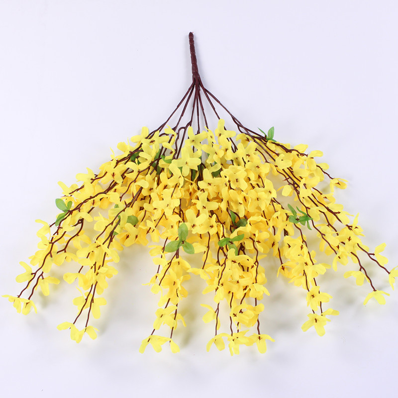 Žuto umjetno cvijeće Forsythia, sa sedam grančica, za svadbenu fotografiju i dekoraciju dvorane