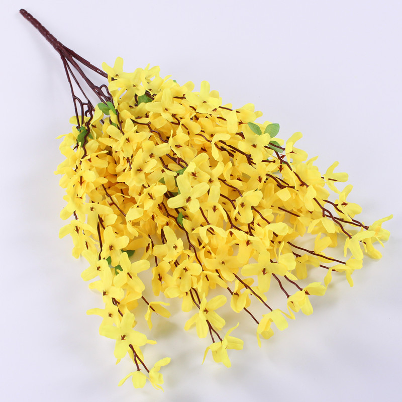 Žuto umjetno cvijeće Forsythia, sa sedam grančica, za svadbenu fotografiju i dekoraciju dvorane