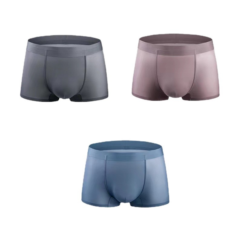 Muške bokserice japanskog stila, jednobojne, od ice silk materijala, prozračne, antibakterijske, bezšivne, srednje visine struka