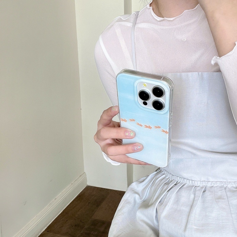 Minimalistička futrola s gradijentom zlatne ribice za iPhone 13/14/15/16 i 17 Pro Max