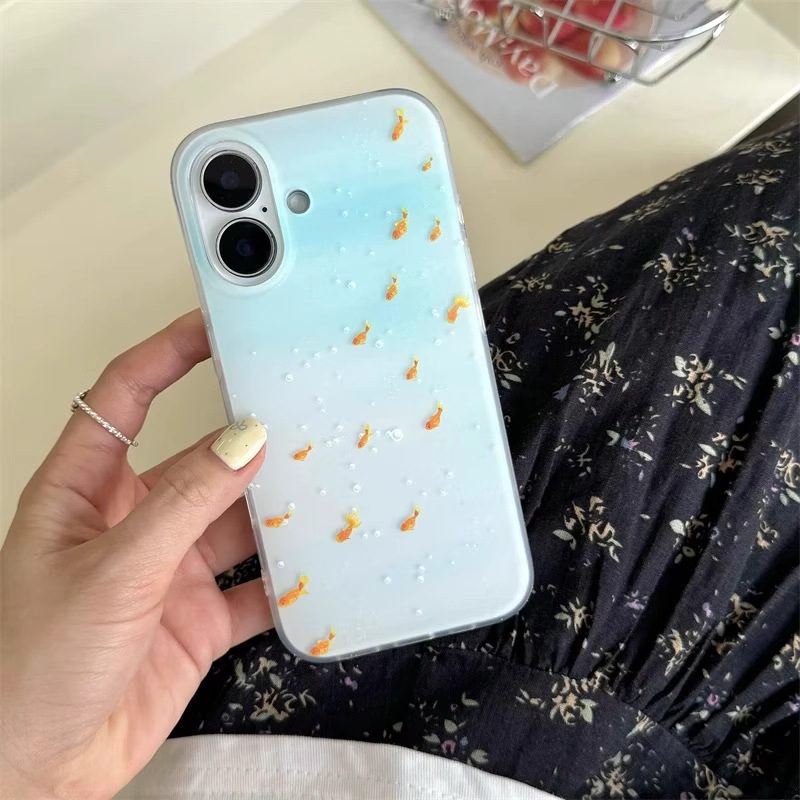 Minimalistička futrola s gradijentom zlatne ribice za iPhone 13/14/15/16 i 17 Pro Max