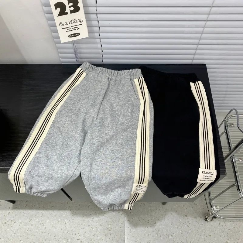 Gyerekeknek készült koreai stílusú pamut jogger nadrág, laza szabás, tavasz-őszi viselet
