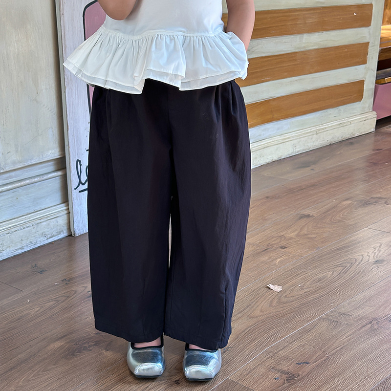 Aimo Beibei dječje ljetne hlače za djevojčice, korejskog stila, jednofarbne pamuk, protiv komaraca, patchwork, casual hlače