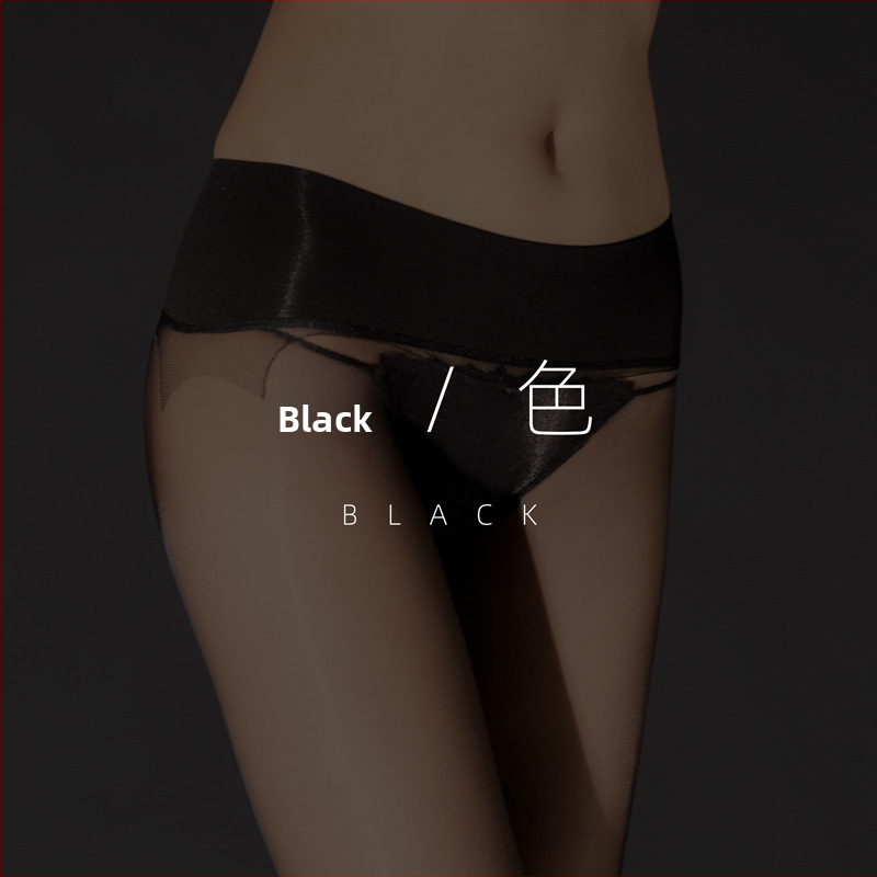 Sjajne crne prozirne pantyhose bez šava, s bikini krojem, ultratanke