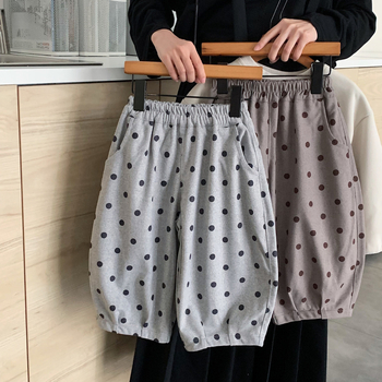 Gyerekeknek pöttyös szabadidőnadrág, pamut, H0387, tavasz–ősz