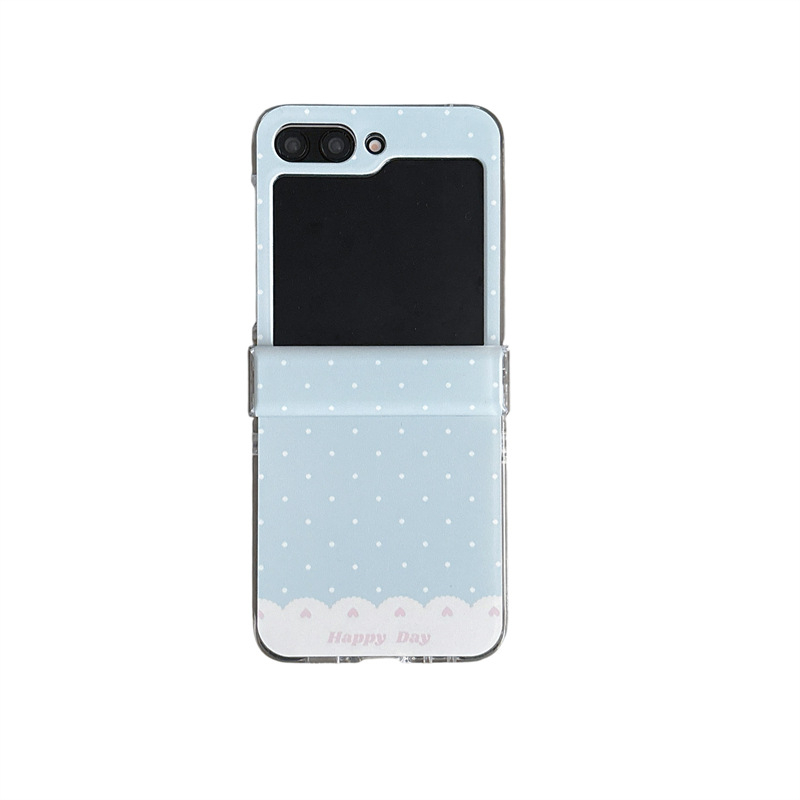 Carcasă dură cu buline bleu pastel pentru Samsung Z Flip3/4, Z Flip5/6 și Z Flip7