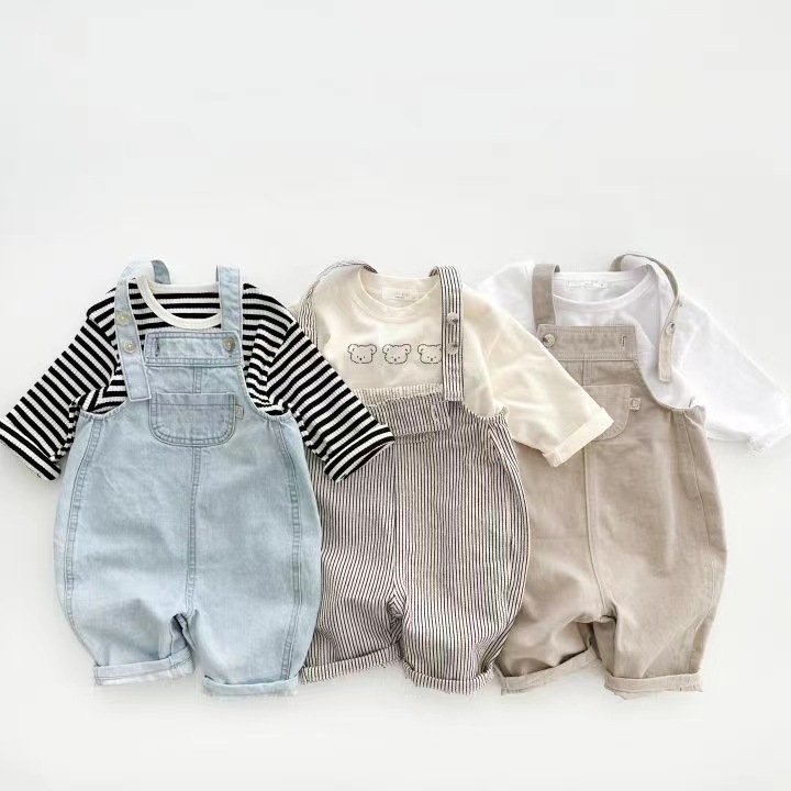Koreai stílusú vállpántos gyerek overál, denim, tavasz–ősz, szabadidős külső viselet