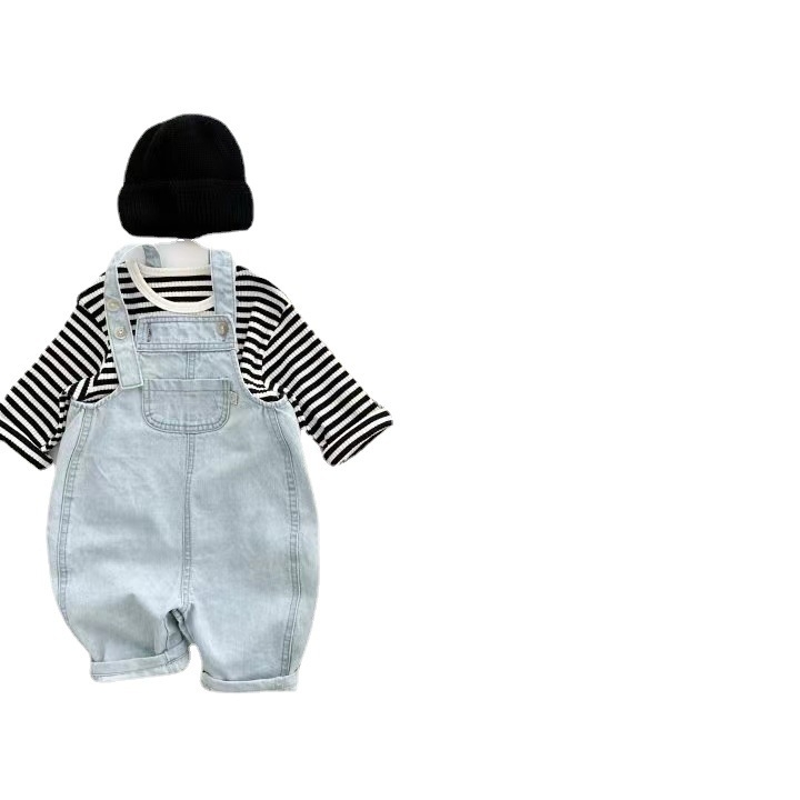 Koreai stílusú vállpántos gyerek overál, denim, tavasz–ősz, szabadidős külső viselet