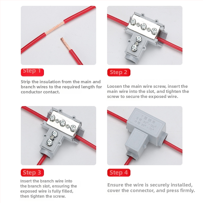 T-tip terminal blok za vodiče promjera 25/70/120 mm², troputni spoj, bakarno-aluminijski vodiči, visoka vodljivost konektora