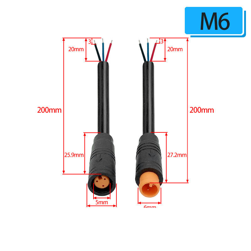 M6 vodootporan senzor konektor, kabel s 3/4 jezgrom, brzi priključni terminal za industrijsku automatizaciju PLC signalu liniju