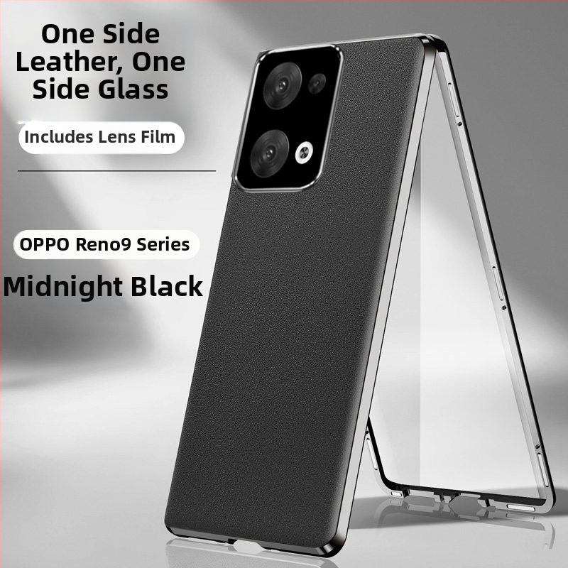 Carcasă metalică cu acoperire integrală pentru OPPO Reno9 Pro+, stil minimalist, cu magnet și protecție la cădere