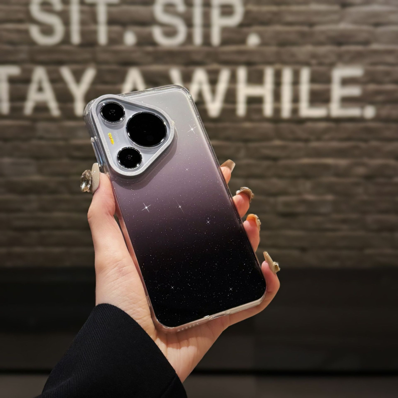 Husă pentru Huawei Mate 70 Pro, cu efect gradient și glitter, model Pura70 – protecție anti-cădere