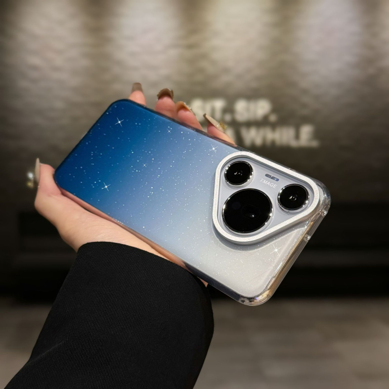 Husă pentru Huawei Mate 70 Pro, cu efect gradient și glitter, model Pura70 – protecție anti-cădere