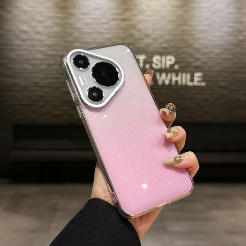Husă pentru Huawei Mate 70 Pro, cu efect gradient și glitter, model Pura70 – protecție anti-cădere