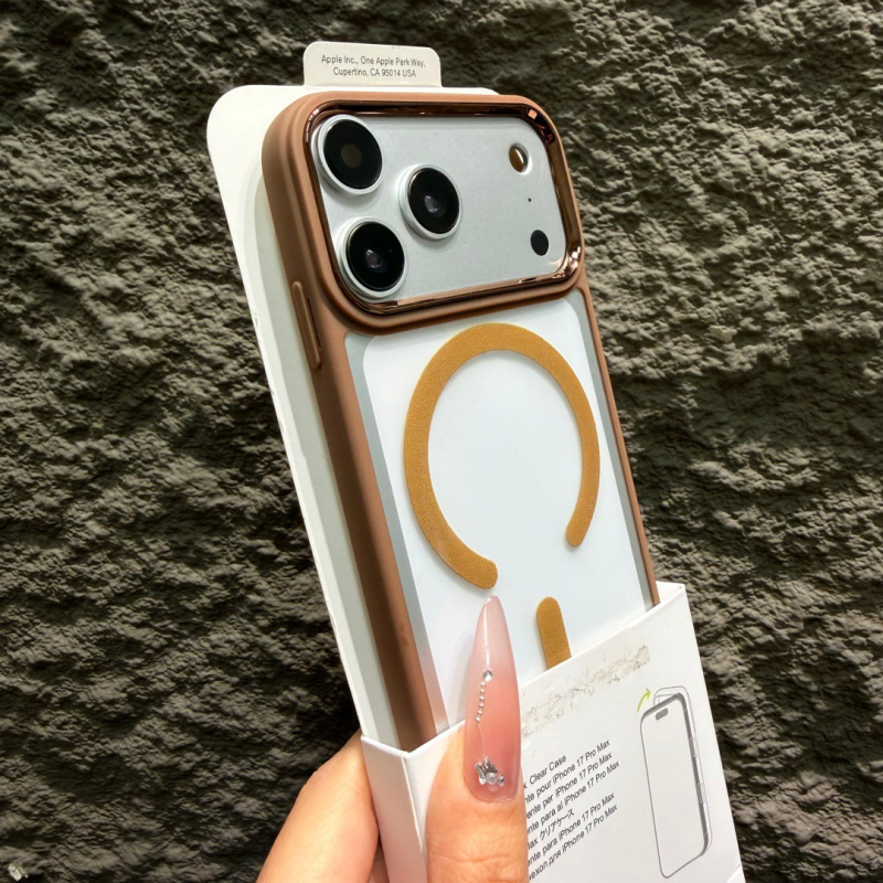 Carcasă dură magnetică din acril portocalie, cu inel C, pentru iPhone XR – design tip cadru foto