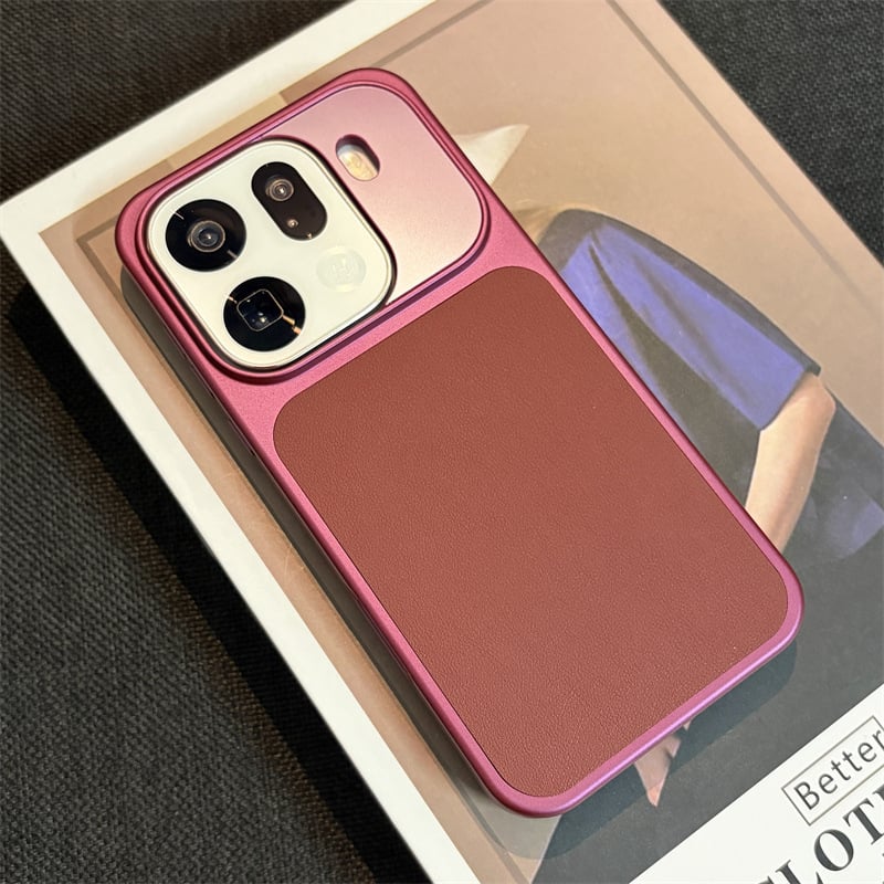 Carcasă de protecție OPPO Find X9 Pro - portocalie, lux minimalist, piele artificială, închidere magnetică, textură mată, carcasă rigidă
