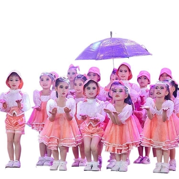 Little Lotus stílusú gyermek táncos/előadási kosztüm, óvodai búcsúra, puffos tüll szoknya és rekvizíciók a Gyermeknapra