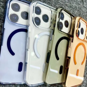 Carcasă transparentă magnetică pentru iPhone 17 Pro Max, cu butoane tactile și margini întărite