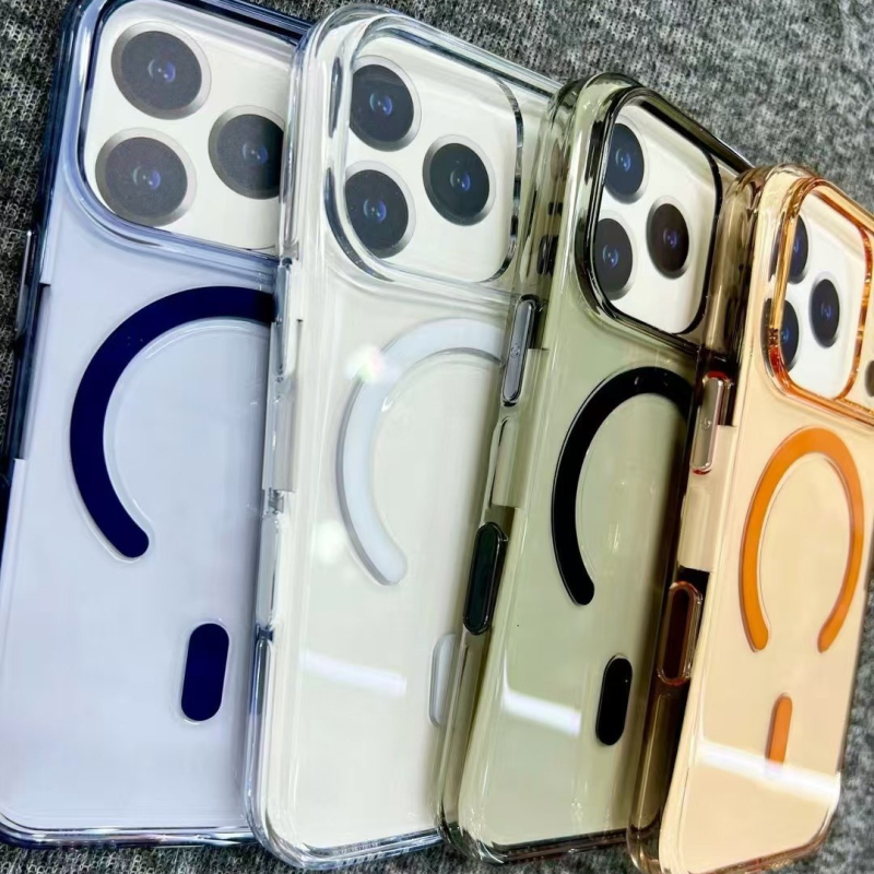 Carcasă transparentă magnetică pentru iPhone 17 Pro Max, cu butoane tactile și margini întărite