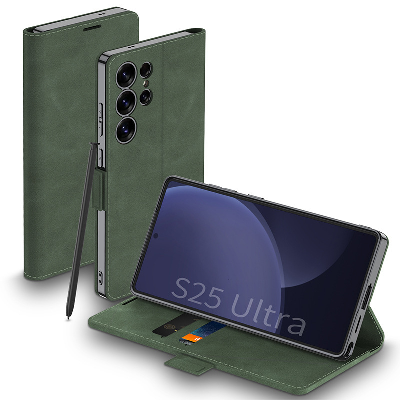Kućište Samsung S26 Ultra s preklopom za kartice, elektroplatirani završetak, mat koža, zaštita od pada