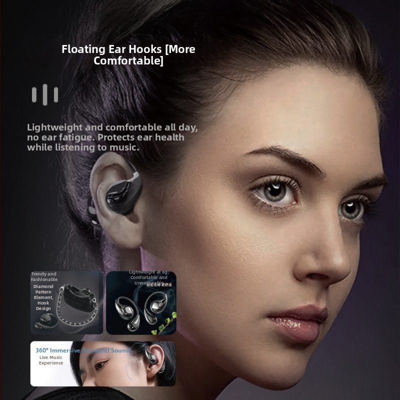 Bežične Bluetooth slušalice s kostnom kondukcijom, na uho, otvoreni dizajn, OWS, duga trajanje baterije