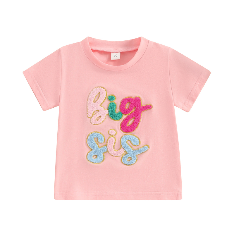 Lányoknak készült pamut rövid ujjú T-shirt betűs hímzéssel