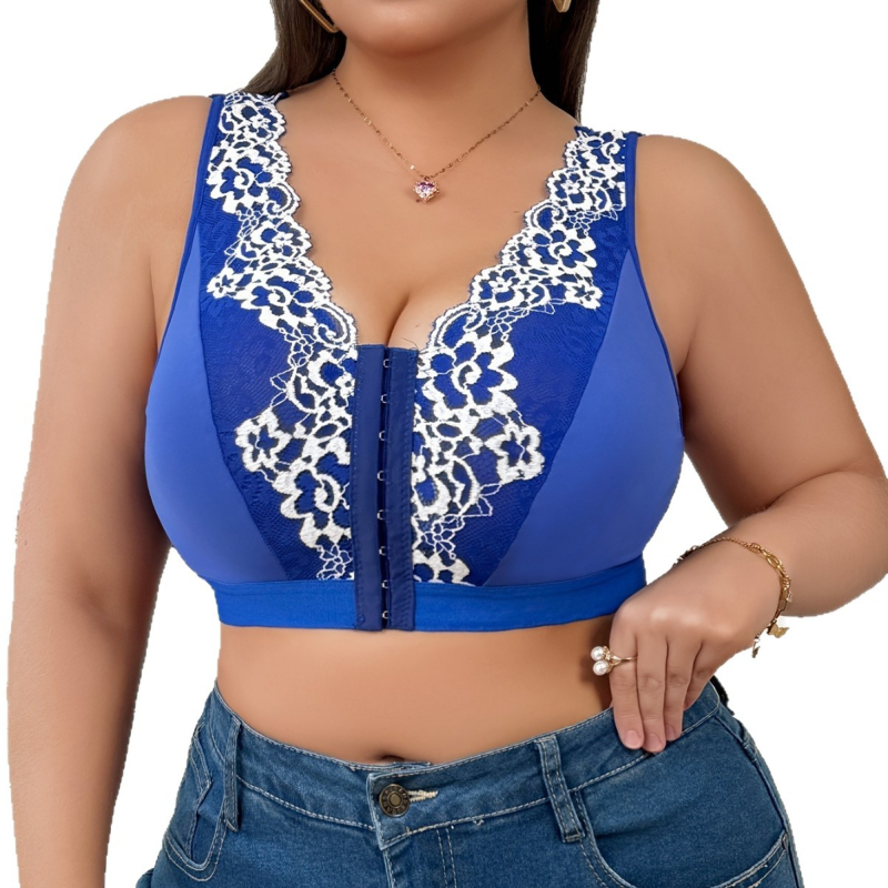 Plus-size komplet donjeg rublja s čipkastim rubom, push-up, bez žice, bočno oblikovanje dojki