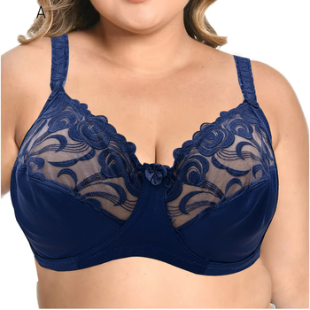 Plus-size grudnjak s ultra-tankim košaricama, čipka, najlon, euro-američki stil