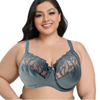 Plus-size grudnjak s ultra-tankim košaricama, čipka, najlon, euro-američki stil