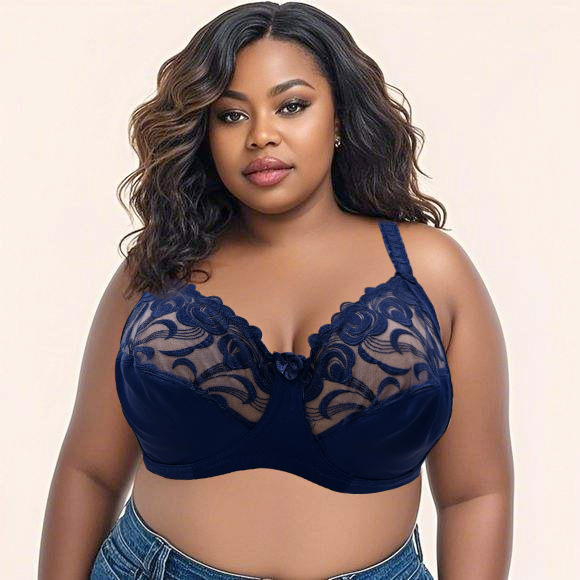Plus-size grudnjak s ultra-tankim košaricama, čipka, najlon, euro-američki stil