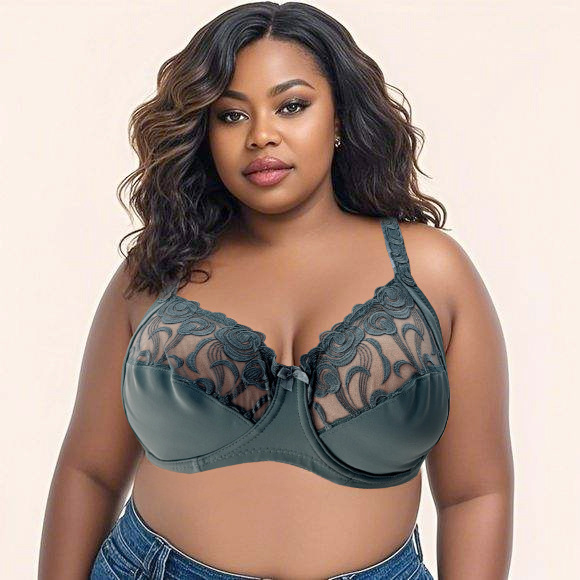Plus-size grudnjak s ultra-tankim košaricama, čipka, najlon, euro-američki stil