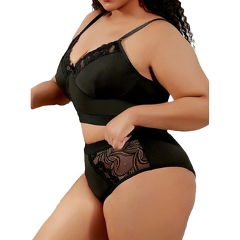 Crni sexy set donjeg rublja za veće veličine, push-up grudnjak