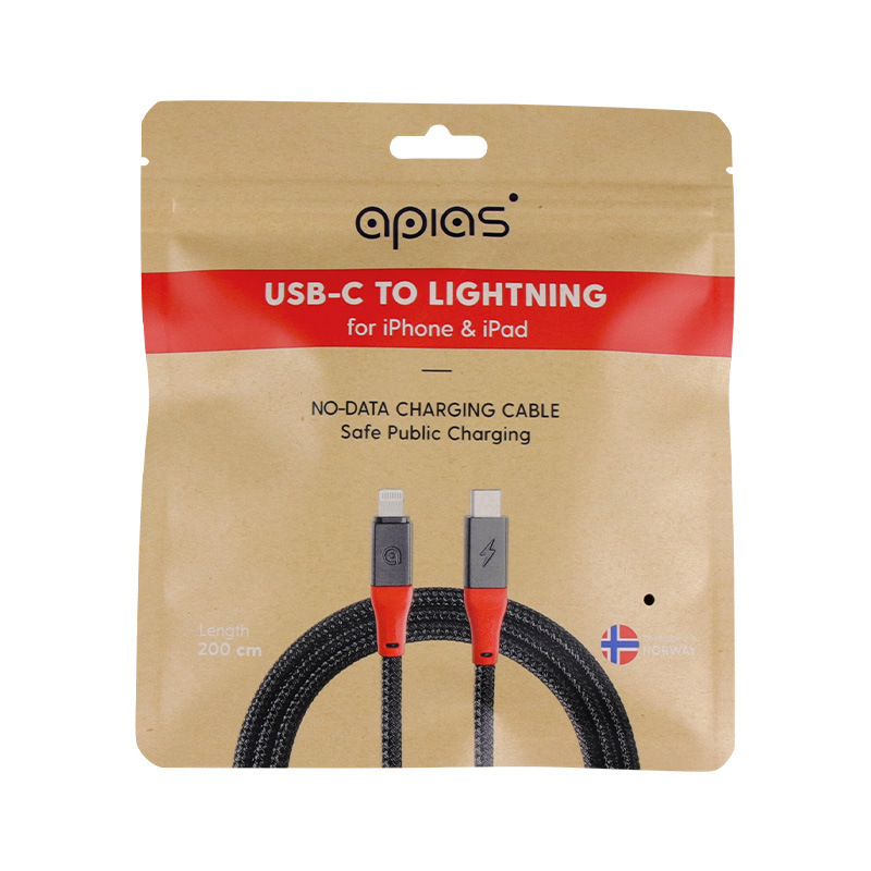 Prilagođene vrećice od kompozitnog kraft papira sa samoljepljivim zatvaranjem za USB kabel, otisnut logotip, poklon pakiranje