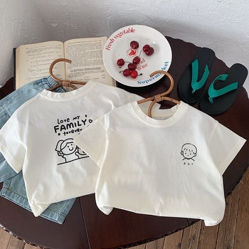 Uniszex gyerekeknek rövid ujjú pamut-T-shirt, cartoon nyomtatással - nyár 2025