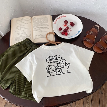 Uniszex gyerekeknek rövid ujjú pamut-T-shirt, cartoon nyomtatással - nyár 2025