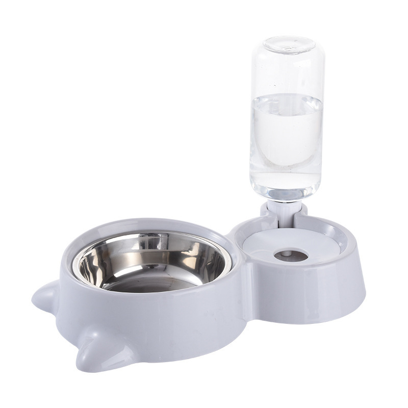 Dvostruka posuda od nehrđajućeg čelika za mačke s automatskim doziranjem vode i hrane
