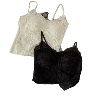 Meow Xiaoyan W4138 Čipkasti camisole s ugrađenim jastučićima, francuski stil, uski kroj, lijep leđa za žene