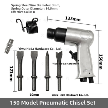 Set pneumatické kladivo 150 mm s dlátami a hlavami na odstraňovanie hrdze, s kruhovou rukoväťou