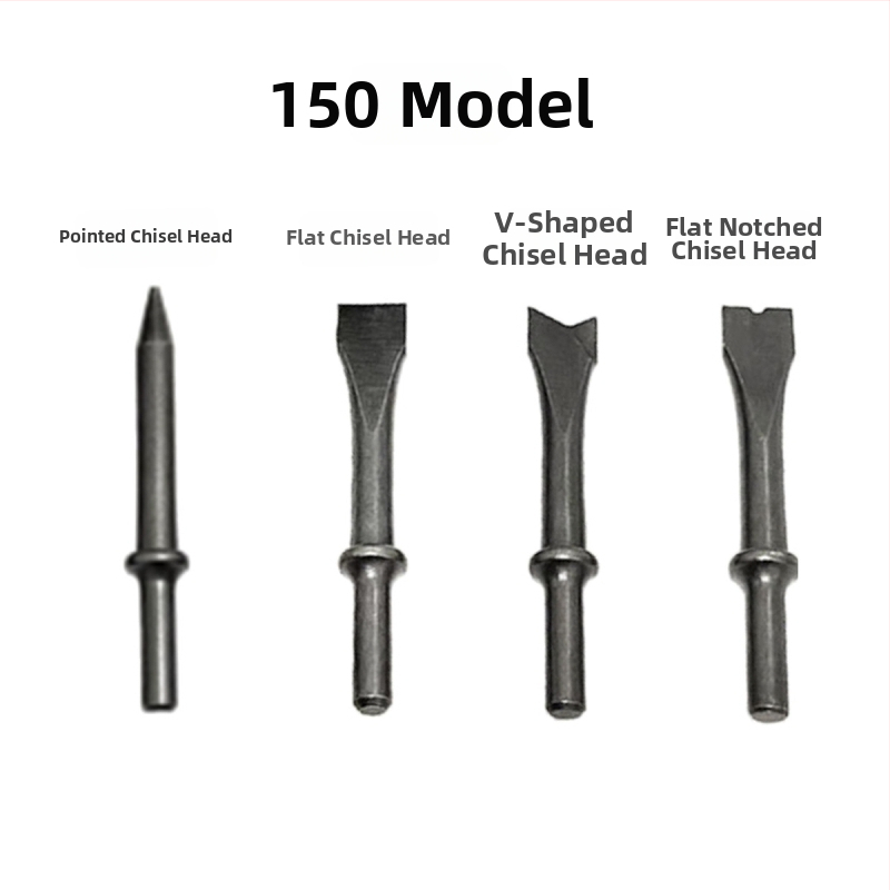 Set pneumatické kladivo 150 mm s dlátami a hlavami na odstraňovanie hrdze, s kruhovou rukoväťou