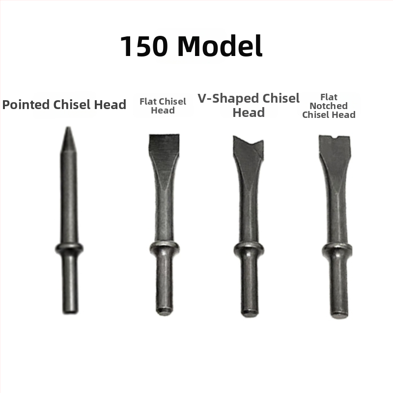 Set pneumatické kladivo 150 mm s dlátami a hlavami na odstraňovanie hrdze, s kruhovou rukoväťou