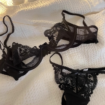 Francuski stil seksi čipkaste ženski donji rublje za ljeto, lagani grudnjak s mrežicom i izvezenim detaljima te push-up podrška za mali bust