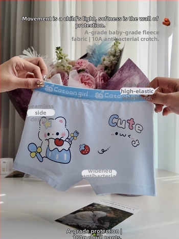 Dječje pamucne bokserice unisex s visokim elastičnim pojasom, crtani dizajn, udobne, mekana veluru tekstura
