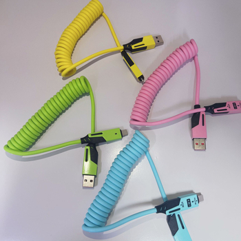 Sub-magnet 65W разтегателен 4-в-1 автомобилен кабел за зареждане с USB-C, Lightning и Micro-USB, дължина 1–2 м
