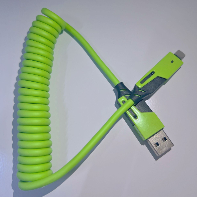 Sub-magnet 65W разтегателен 4-в-1 автомобилен кабел за зареждане с USB-C, Lightning и Micro-USB, дължина 1–2 м