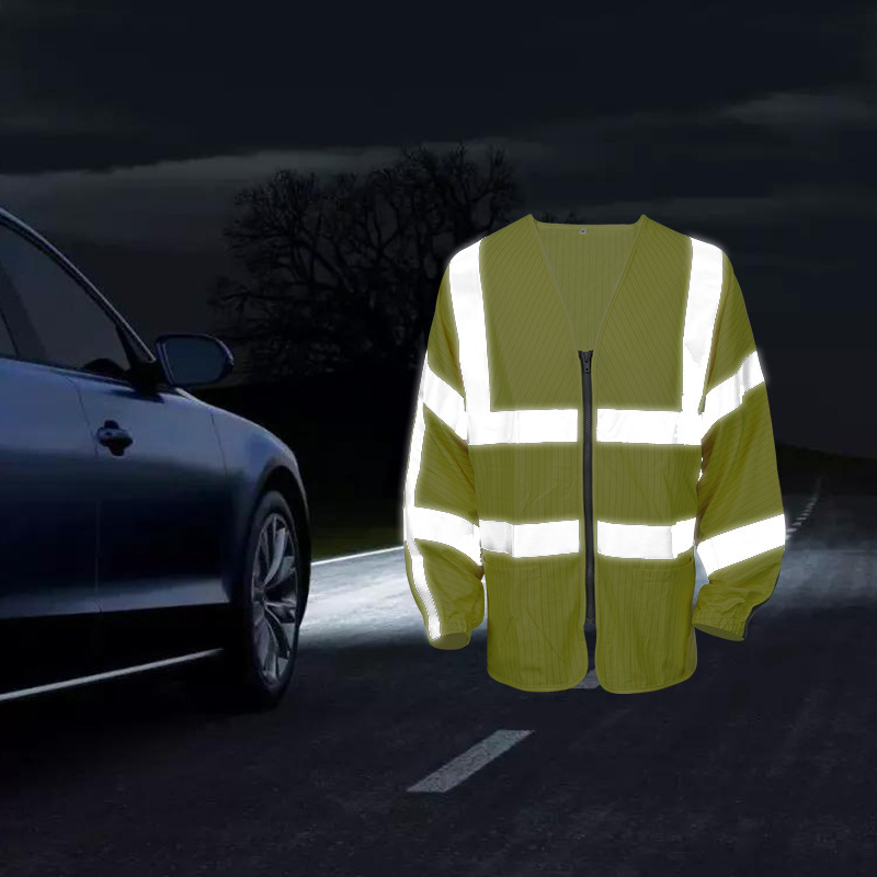 Aoke radna odjeća s fluorescencijom žutom reflektirajućom trakom, dugi rukav za vanjske građevinske radove, prozračna sigurnosna odjeća