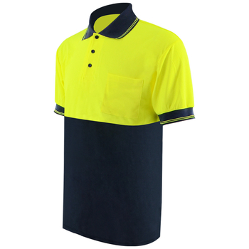 Brzo sušeća reflektirajuća polo majica u fluorescijsko žutoj i crnoj boji za rad na otvorenom i sigurnost u građevini, s mogućnošću logotipa