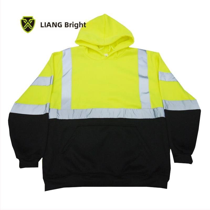 Dazzling reflexný fleece pulóver s vreckami, teplé polárne pracovné oblečenie, voľnočasové športové oblečenie