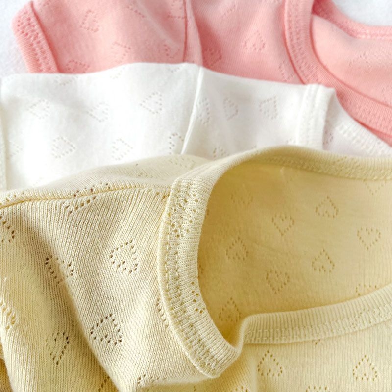 Nyári otthoni ruházati készlet lányoknak, koreai stílusú, szív mintás jacquard, könnyű pizsama gyerekeknek