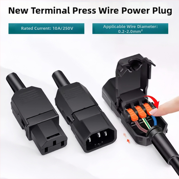 Csavarmentes terminálú hálózati dugaszoló pár, fehér, 10A 250V, 3-tűs, 3 vezető